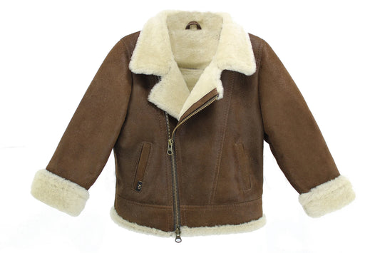 Winter children's Baby natural sheepskin , Lambskin Biker Jacket