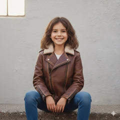 Handmade Genuine Leather Jacket - Soft Shearling Collar