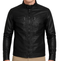 Men's Black Leather Jacket Motorcyclist