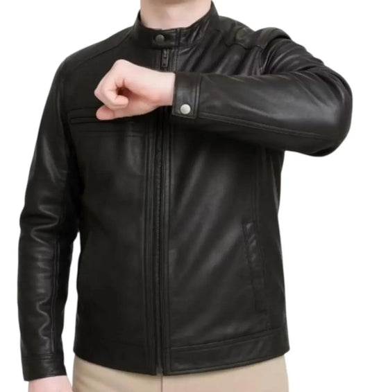 Men's Black Leather Jacket Motorcyclist