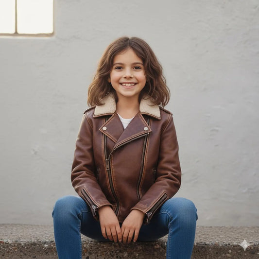 Handmade Genuine Leather Jacket - Soft Shearling Collar